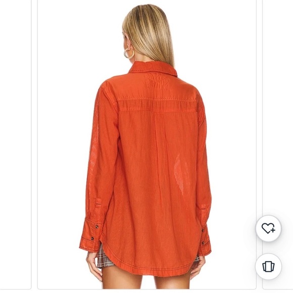 NWT Free People Black Tie Tux Shirt / Tiger Red - Picture 6 of 15